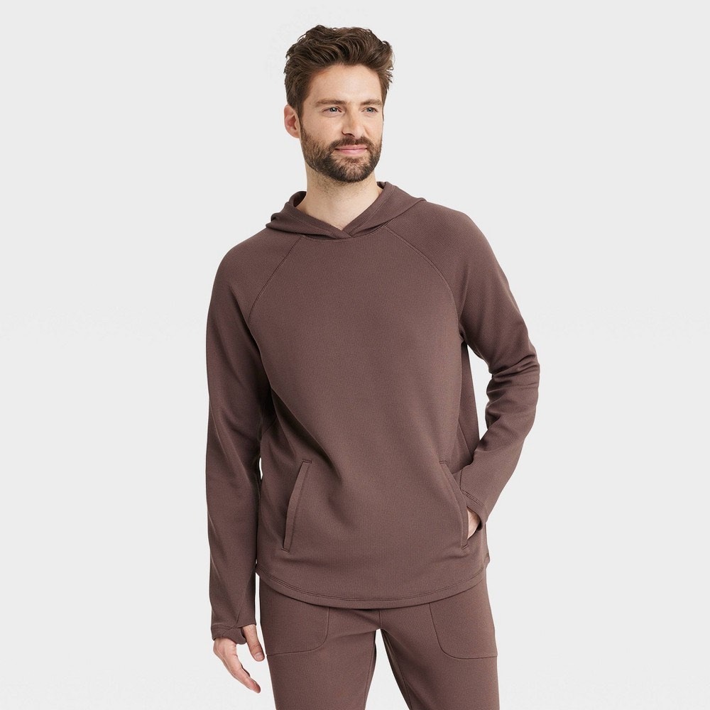 Men's Heavy‎ Waffle Hooded Sweatshirt - All in Motion™ Brown XL